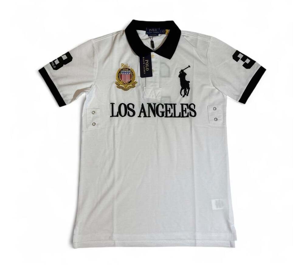 Polo Ralph Lauren Chief Keef Los Angeles White Black Polo Shirt Size M
